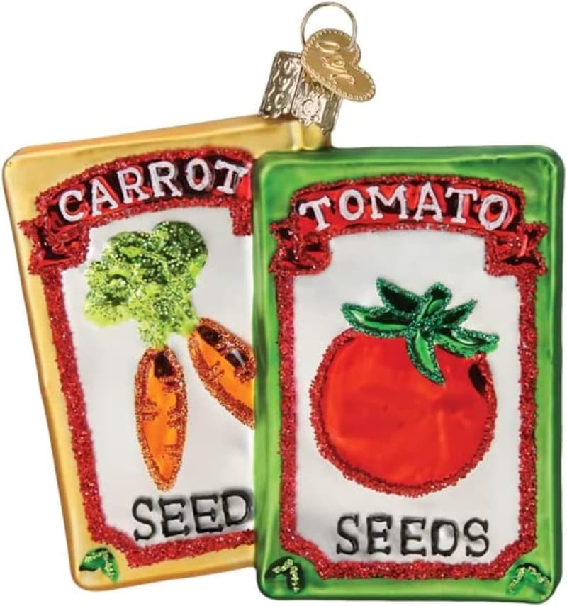 Christmas Garden Seeds Glass Blown Ornament
