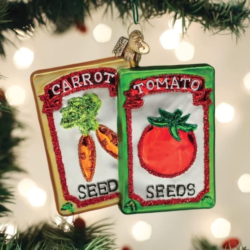Christmas Garden Seeds Glass Blown Ornament