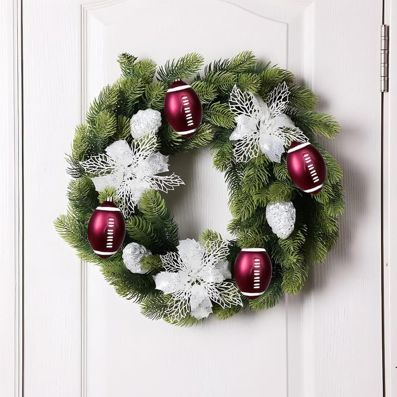Football Ornament Set - 6 Pcs Sports-Themed Christmas Balls