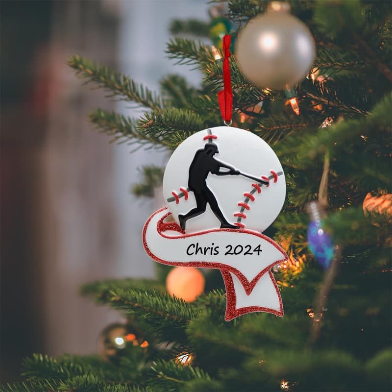 Baseball Player Christmas Tree Ornament - Personalized Sports Gift