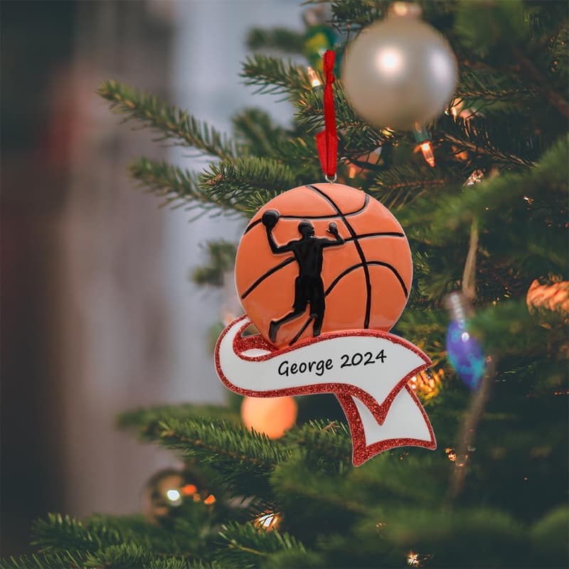 Personalized Basketball Player Ornament for Grandson