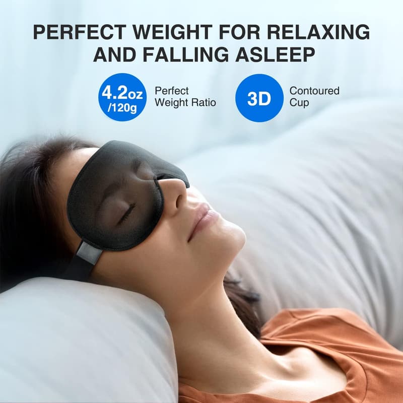 3D Weighted Sleep Mask for Travel & Yoga – Black