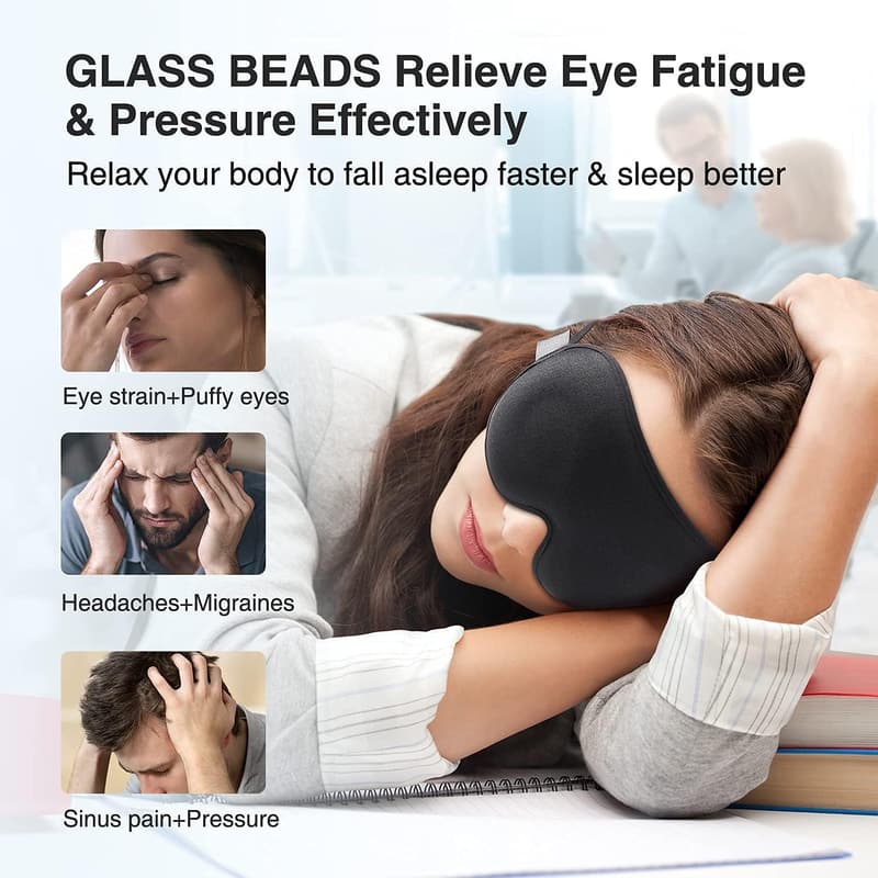 3D Weighted Sleep Mask for Travel & Yoga – Black