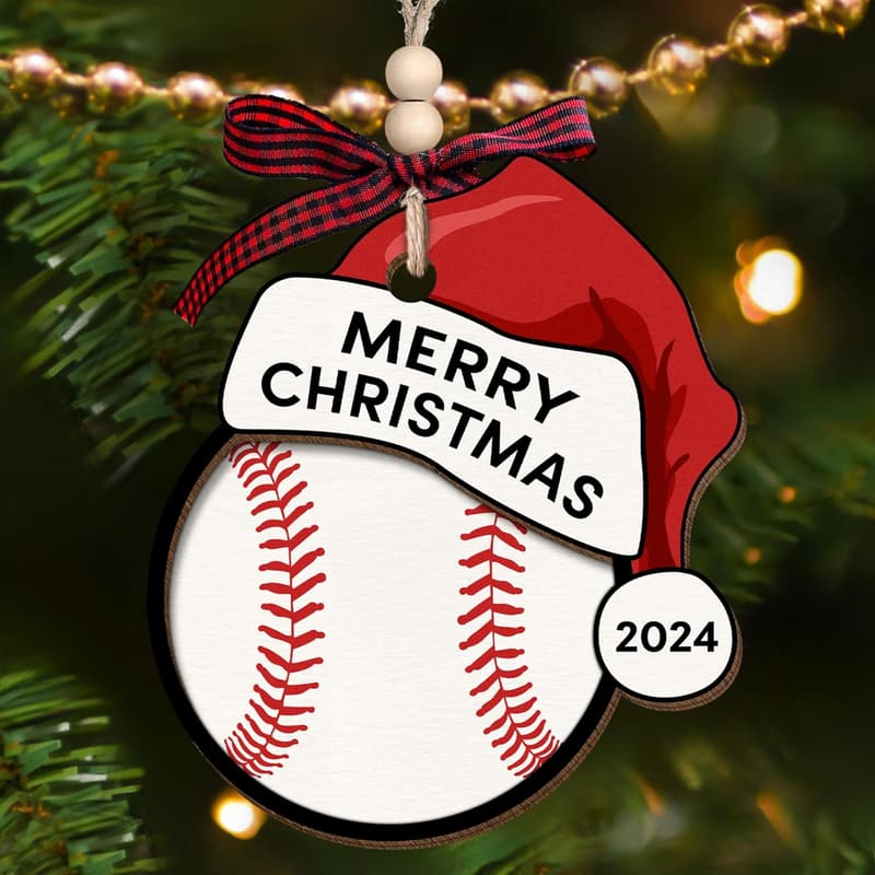 2024 Wooden Baseball Ornament for Boys & Kids