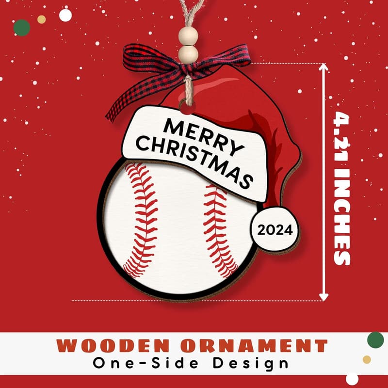 2024 Wooden Baseball Ornament for Boys & Kids