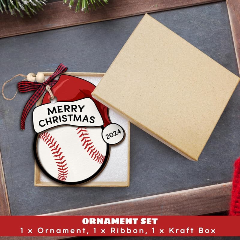 2024 Wooden Baseball Ornament for Boys & Kids