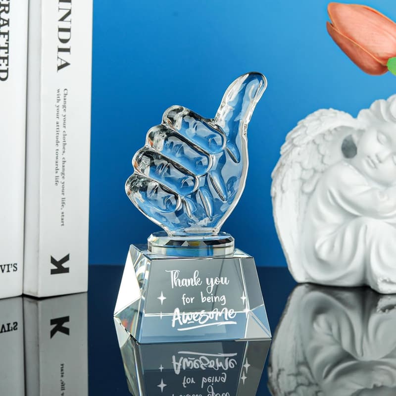 Employee Appreciation Crystal Awards - Thumbs Up Thank You Gifts
