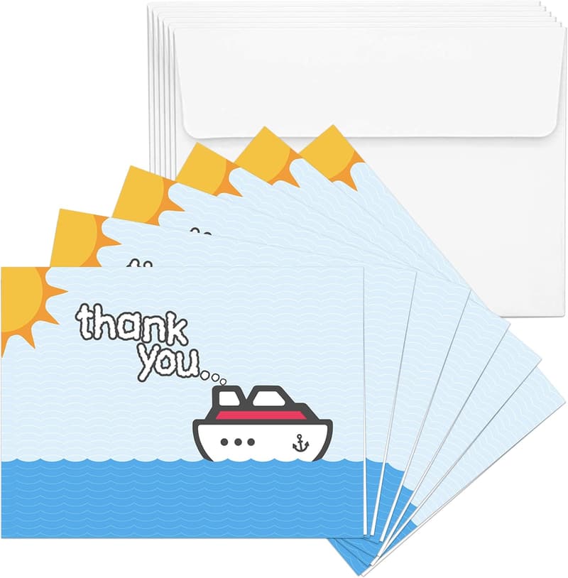 Elegant Appreciation Cards for Cruise Staff - 6 Pack