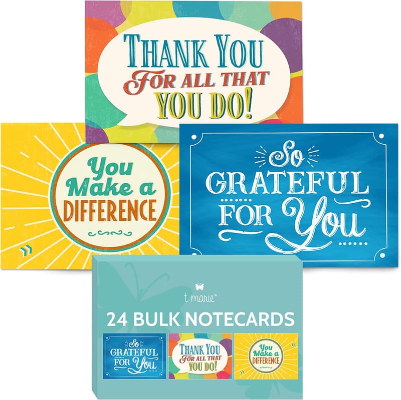 Teacher Appreciation Cards - Boxed Set of 24 Gratitude Cards