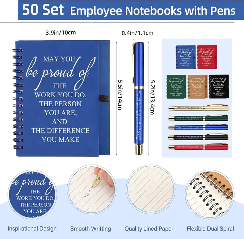 Employee Appreciation Journals & Pens - Inspirational Gifts Set
