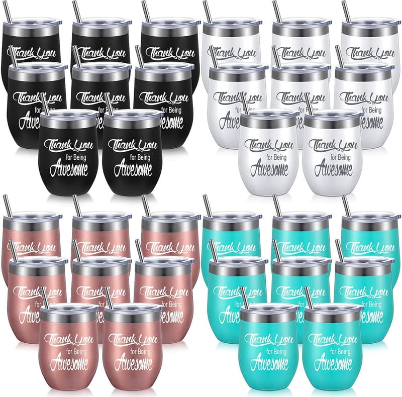 Employee Appreciation Stainless Steel Wine Tumblers - 32 Pcs