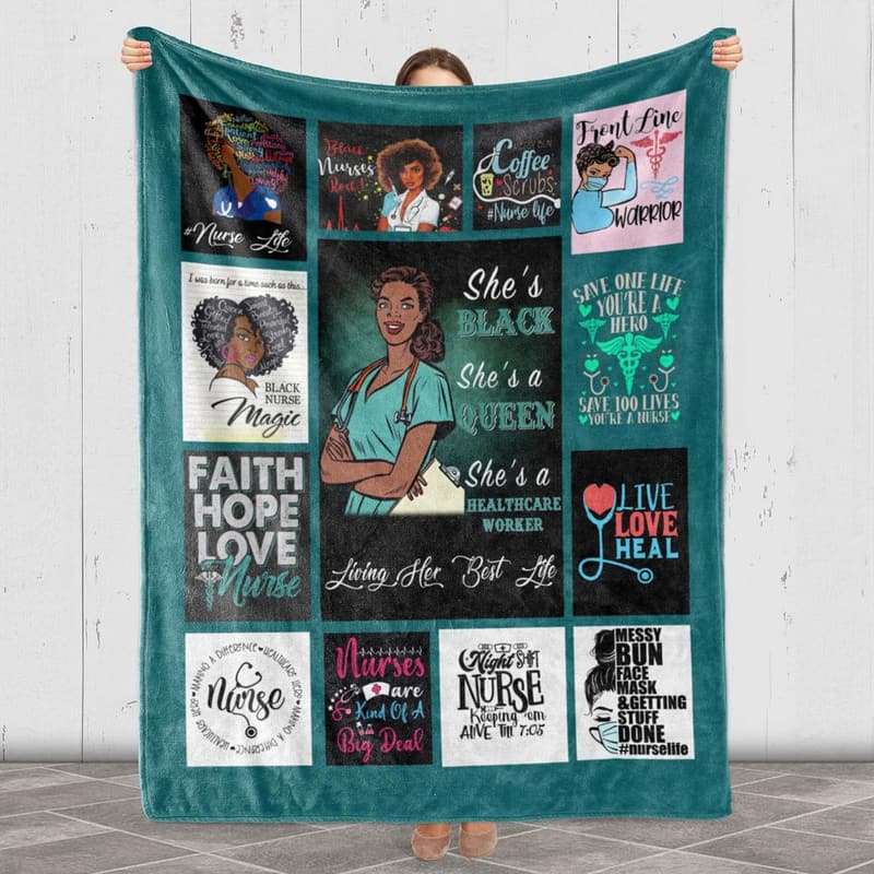 Birthday Blanket for Black Nurses - Super Soft & Warm