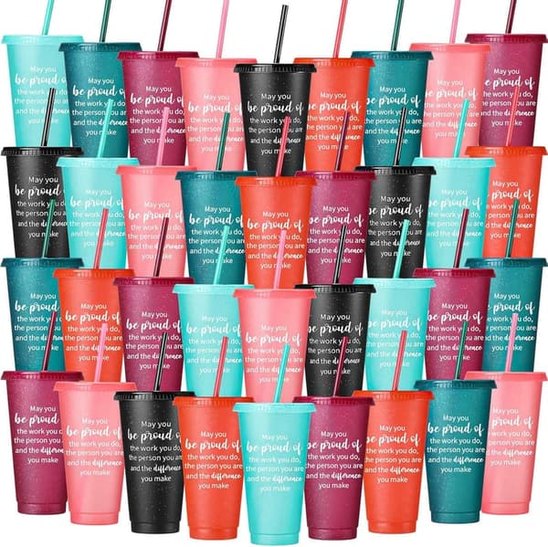 Employee Appreciation Tumblers - 36 Pcs Colorful 24 oz Cups
