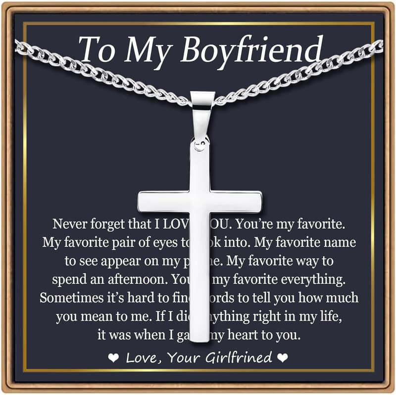 Silver Cuban Link Chain Necklace for Men - Perfect Gift for Dad, Son, or Boyfriend