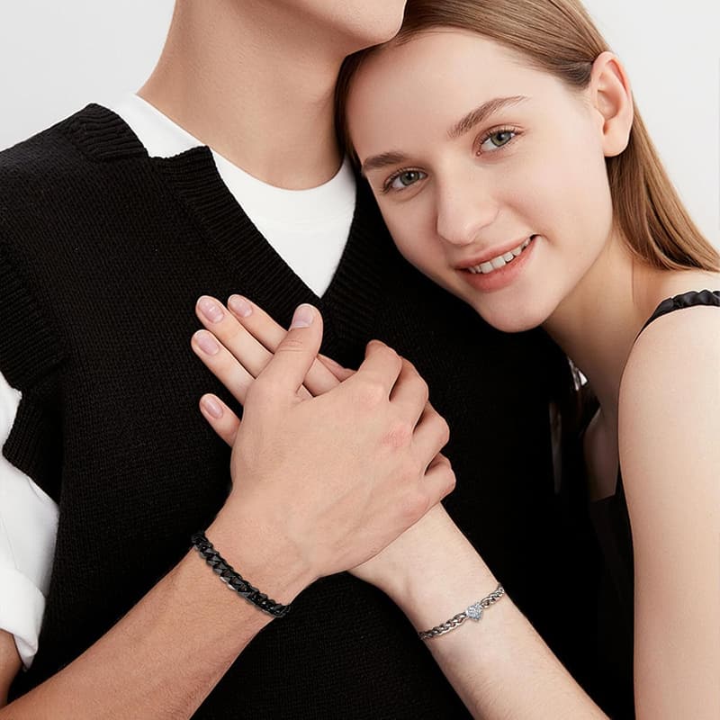 Couples Adjustable Cuban Chain Bracelets - Valentine Gift