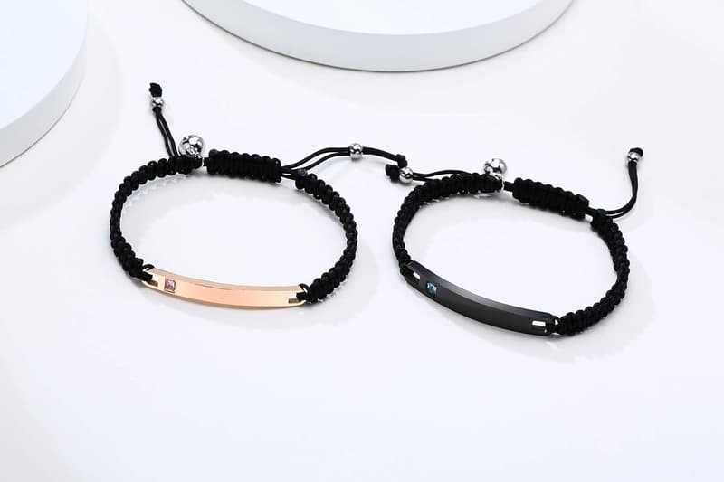 Personalized Couples Bracelet Set - Custom Name Gift for Him & Her