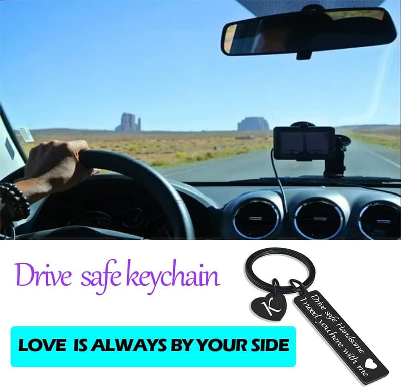 Drive Safe Keychain for Him | Men's Anniversary Gift
