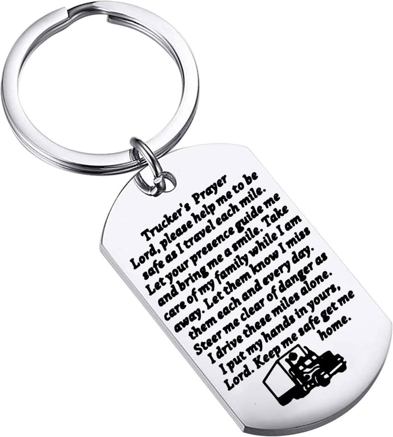 Trucker's Prayer Keychain Gift for Truck Drivers