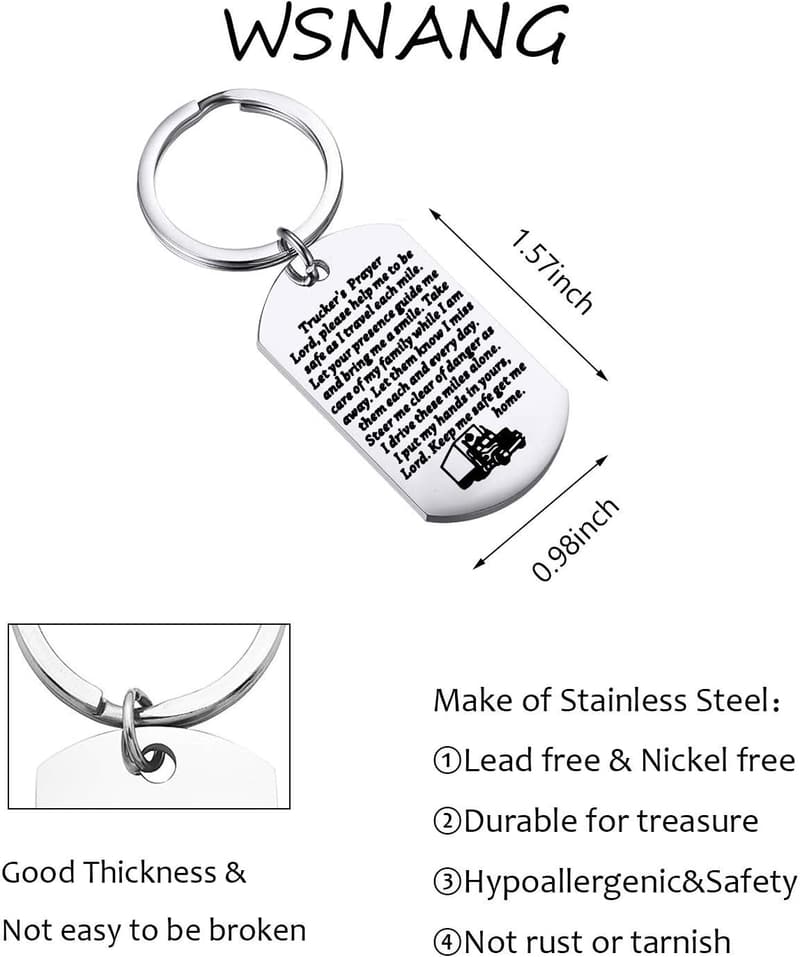 Trucker's Prayer Keychain Gift for Truck Drivers