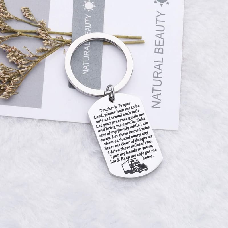 Trucker's Prayer Keychain Gift for Truck Drivers