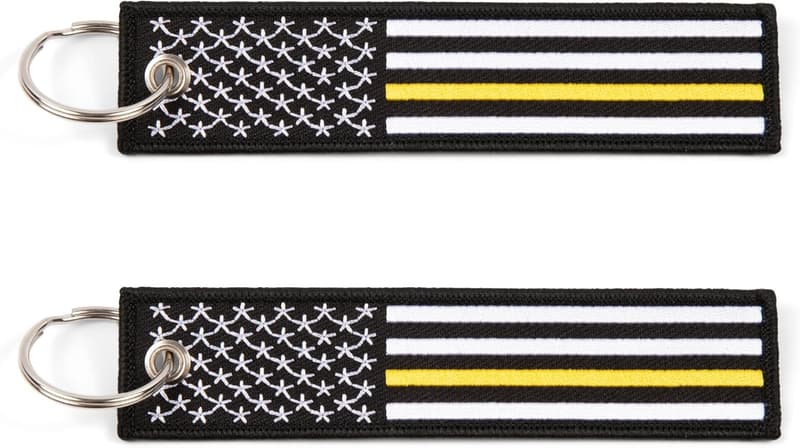 Emergency Dispatcher Keychain Tag - Thin Gold Line 2-Pack