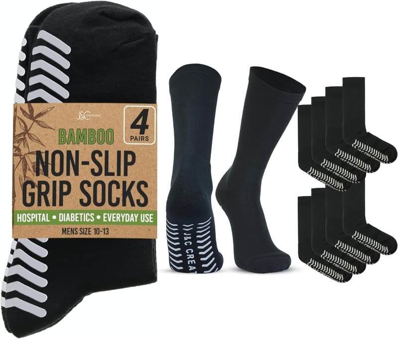 Men's Hospital Grip Socks - Premium Quality Bamboo 10-13