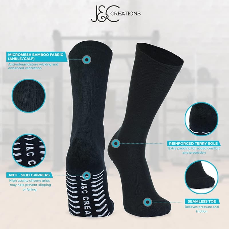 Men's Hospital Grip Socks - Premium Quality Bamboo 10-13