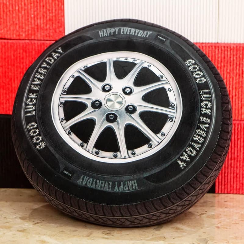 3D Tire Plush Pillow for Boys' Race Car Room Decor