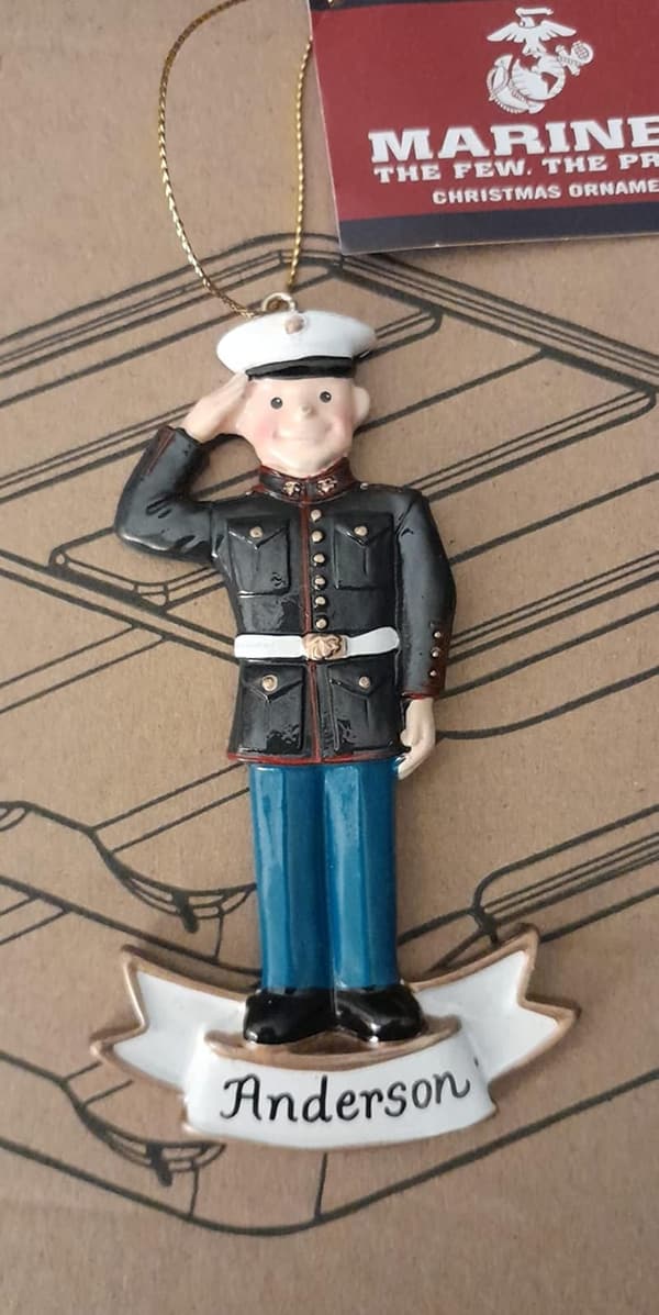USMC Christmas Ornament with Custom Name - Officially Licensed Decoration