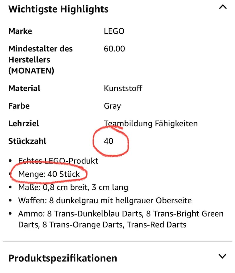 Gray 1x4 Spring-Loaded Dart Shooter with 8 Ammo LEGO Part