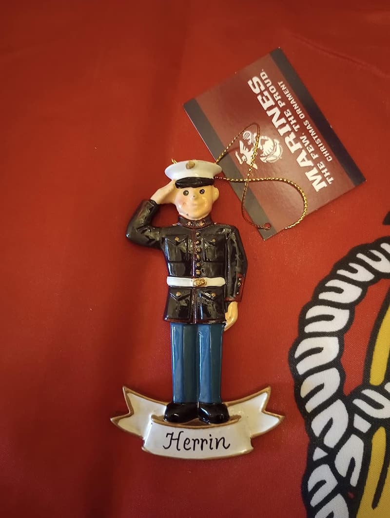 USMC Christmas Ornament with Custom Name - Officially Licensed Decoration