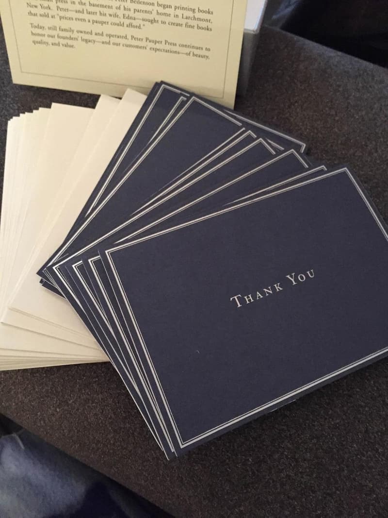 Navy Blue Thank You Note Cards - Boxed Stationery Set