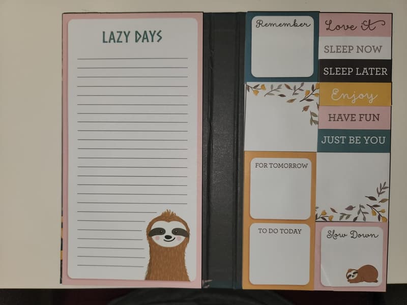 Sloth-Themed Sticky Notes Notepad Collection