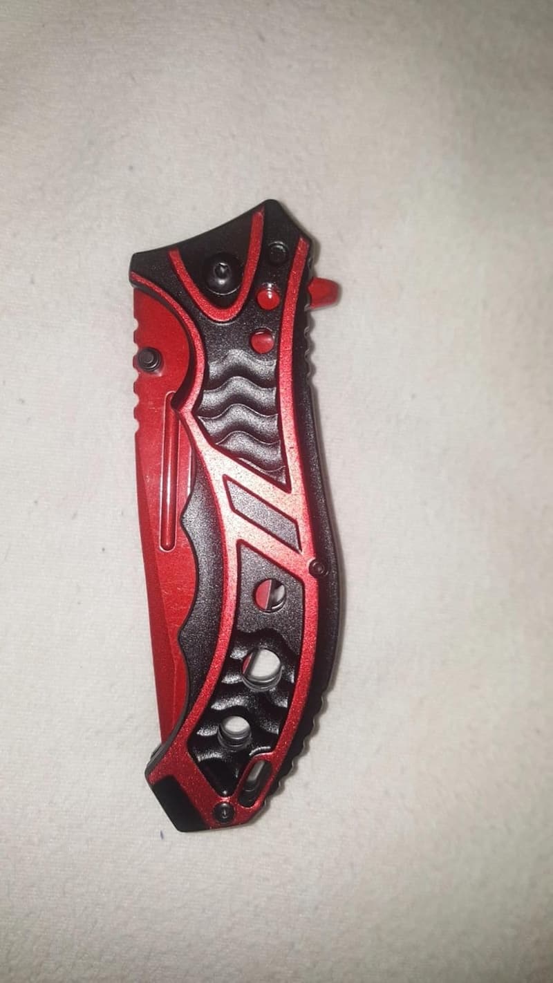 Tactical 8-Inch Blood Red Spring-Assisted Folding Knife