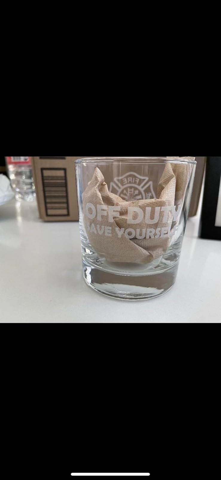 Firefighter Off Duty Whiskey Glass - 11 oz Highball