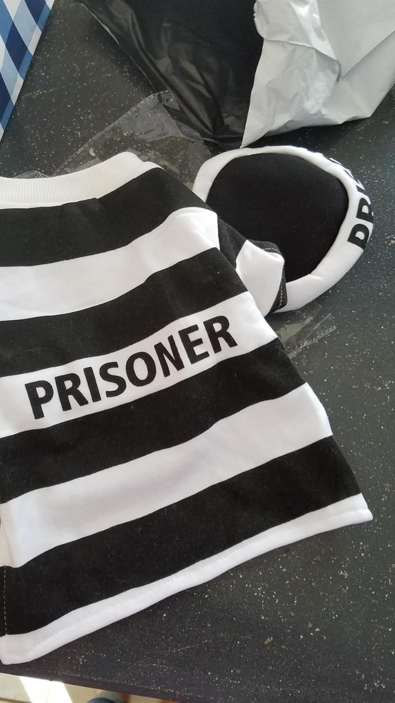 Prison Pooch Costume for Medium Dogs, Black and White