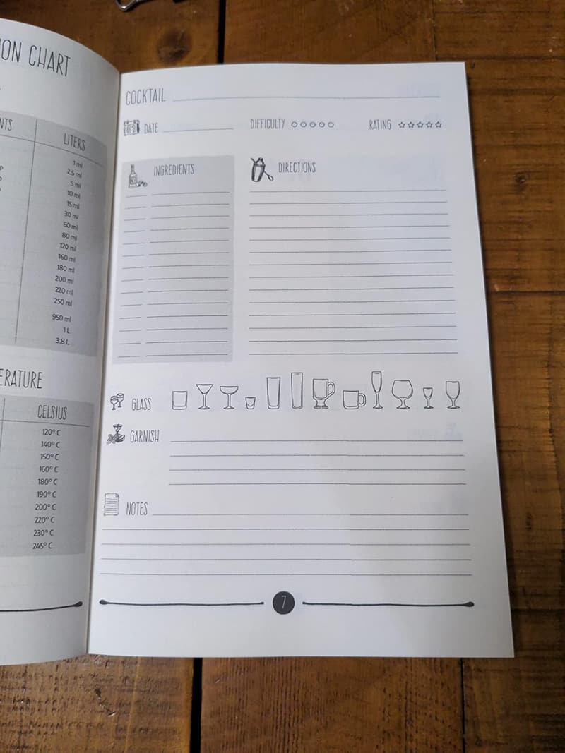 Cocktail Recipe Journal: Minimalist Organizer for 100+ Drinks
