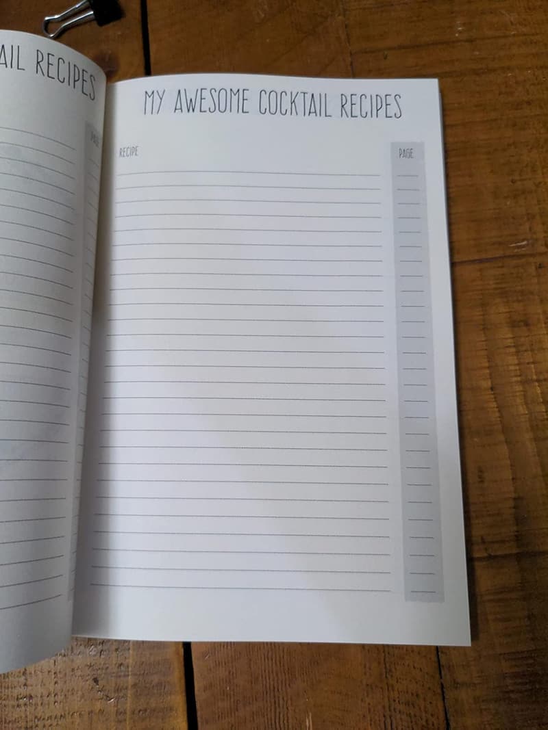 Cocktail Recipe Journal: Minimalist Organizer for 100+ Drinks
