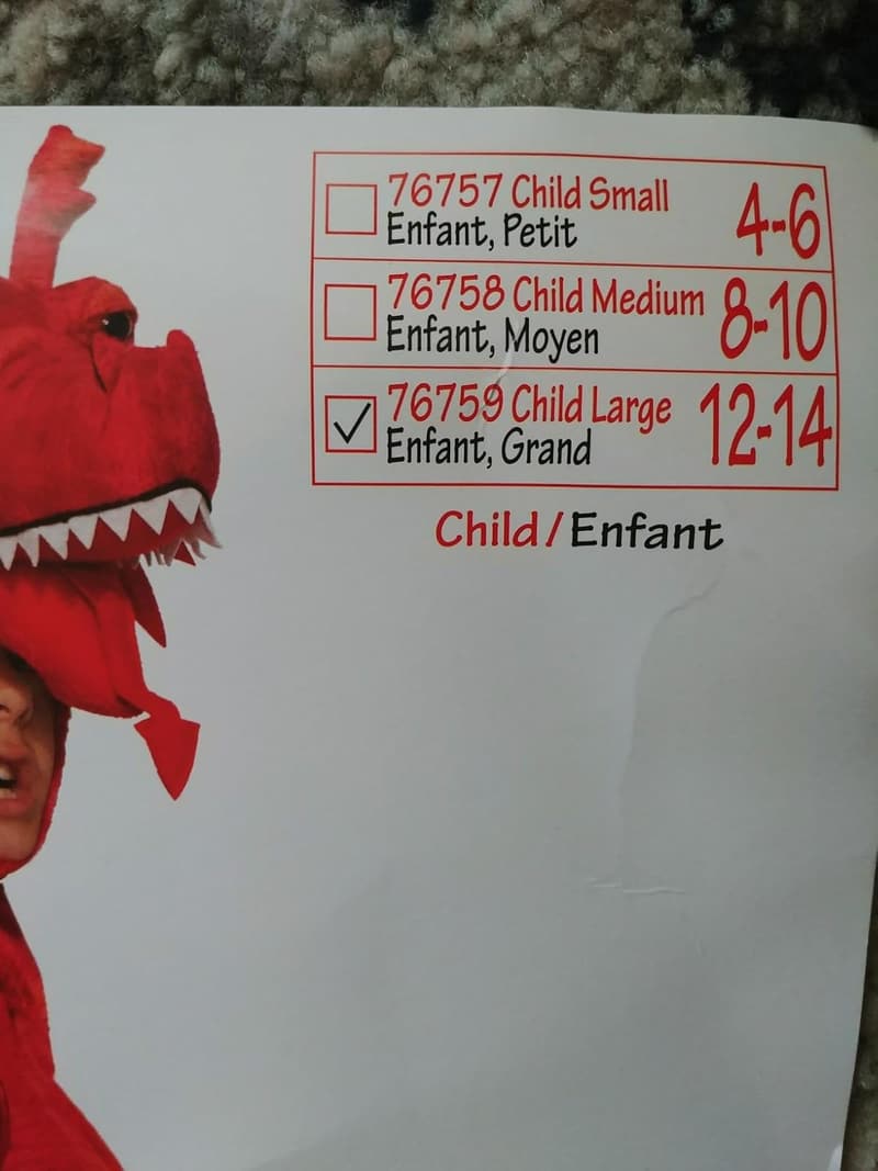 Child's Red Dragon Costume - Large